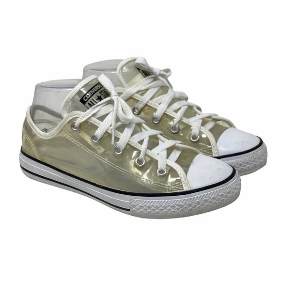 Converse Chuck Taylor All Star Junior Youth Size 3 Clear White Low Top Retro - Picture 2 of 10